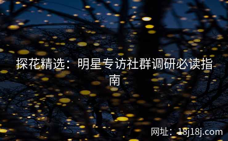 探花精选：明星专访社群调研必读指南